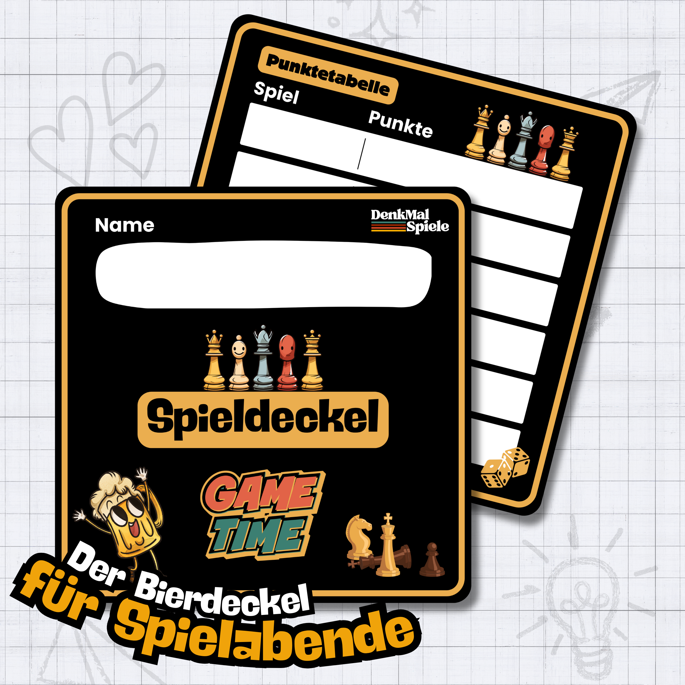 Spieldeckel Set | 50 Stück | Untersetzter | Gaming Zubehör