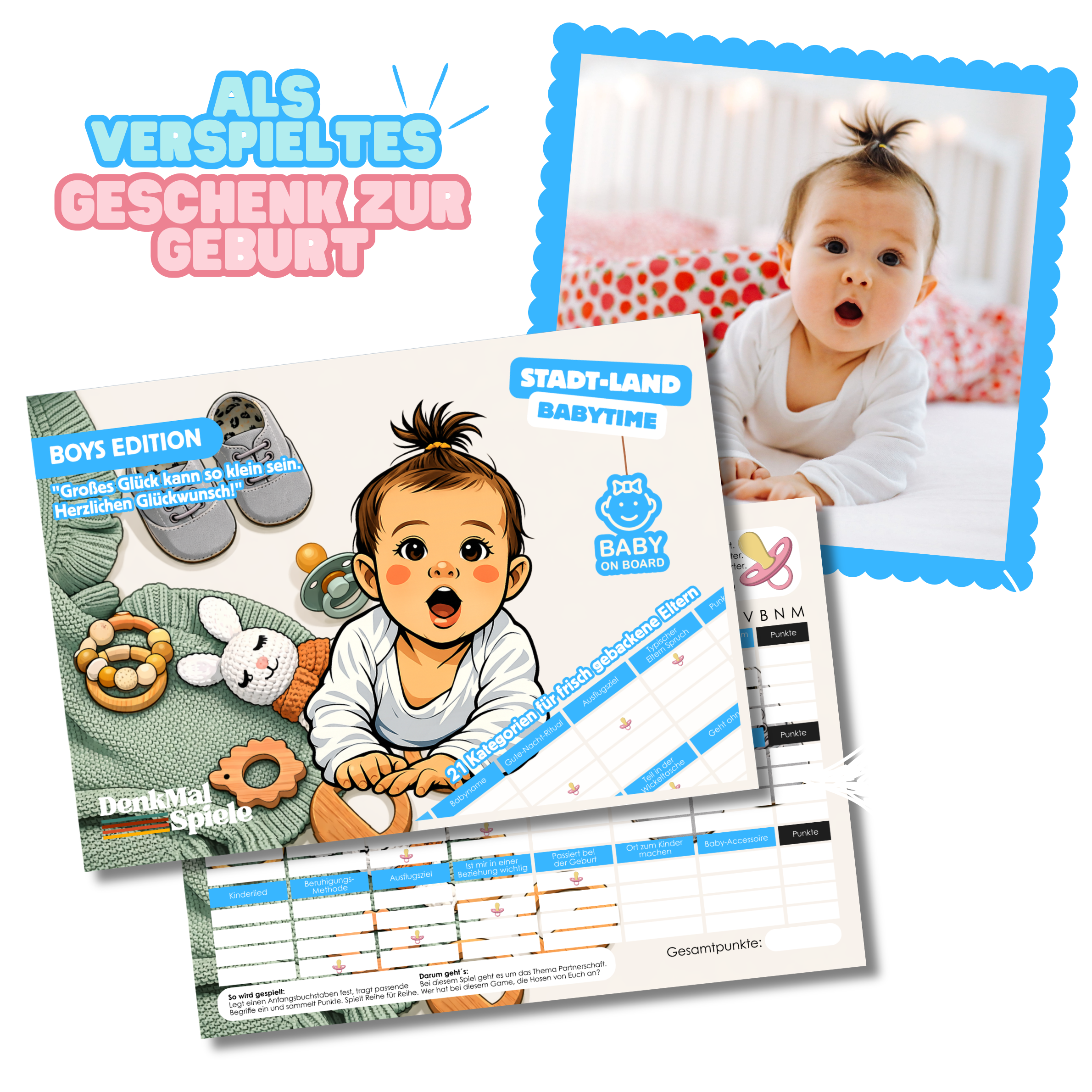 Stadt Land Fluss personalisiert mit Comic Figur