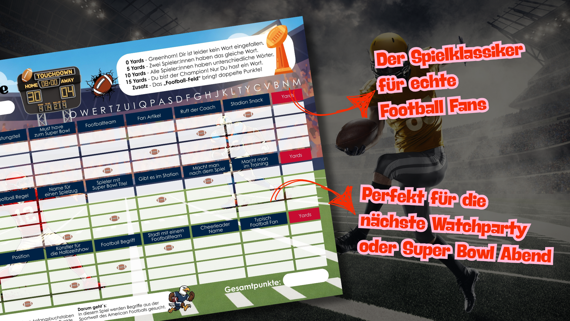 Stadt-Land-Fluss American Football Variante 