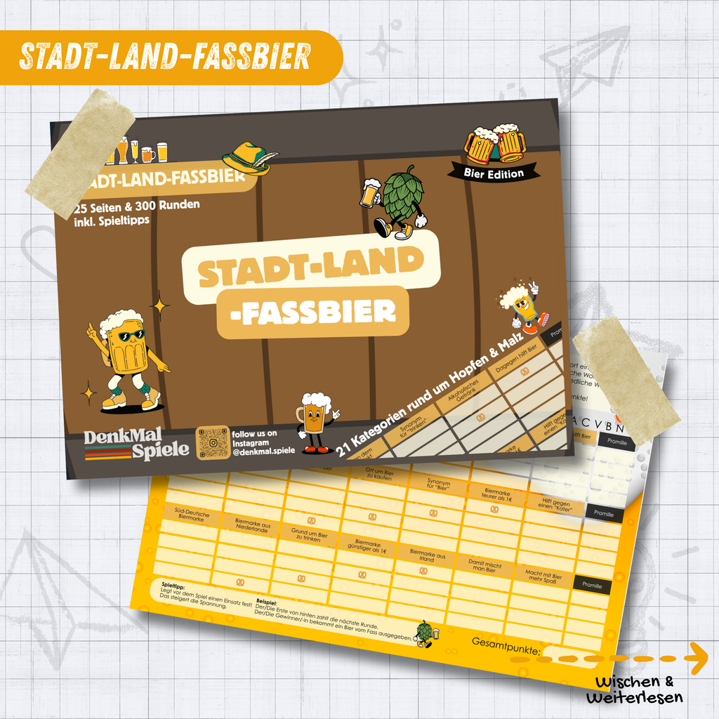 Stadt-Land-Fassbier Spielblock | Stadt-Land-Fluss Bier-Edition