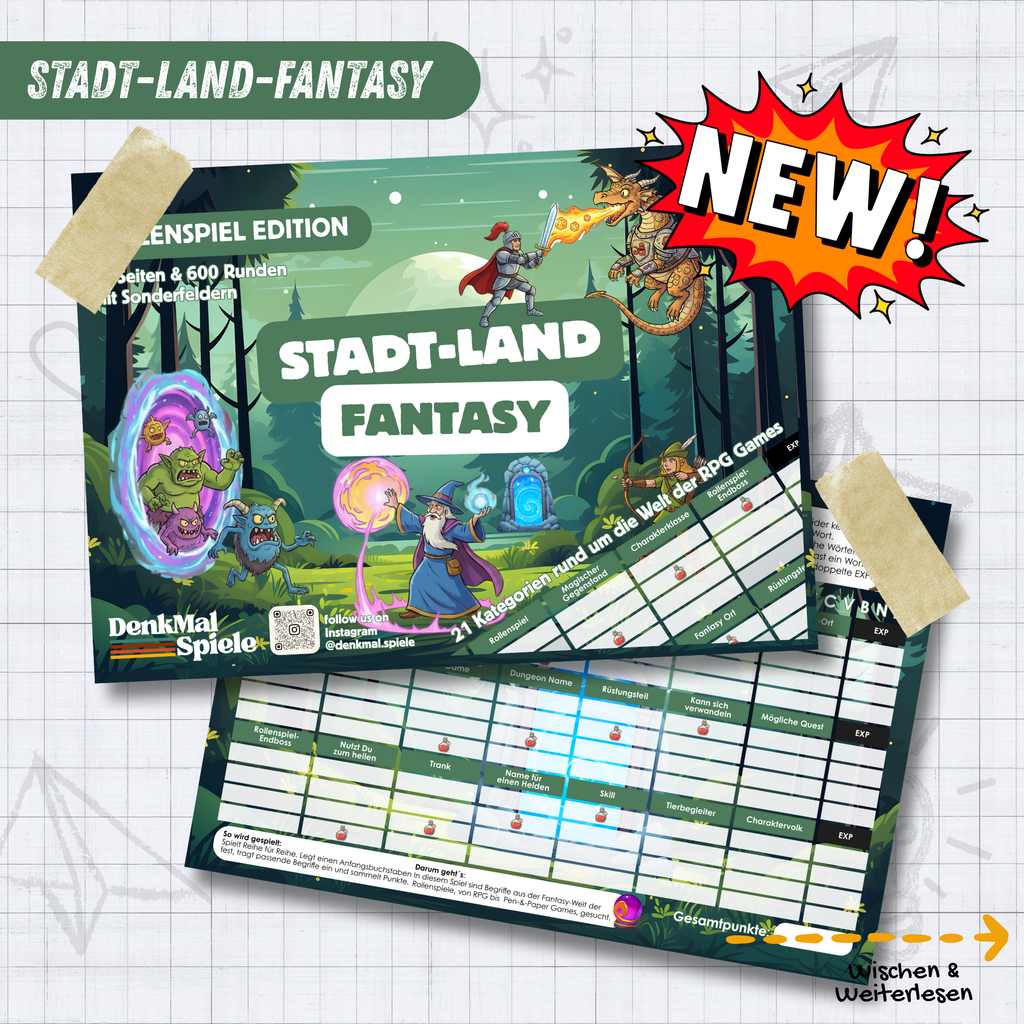 Stadt-Land-Fantasy Spielblock | Stadt-Land-Fluss RPG Edition