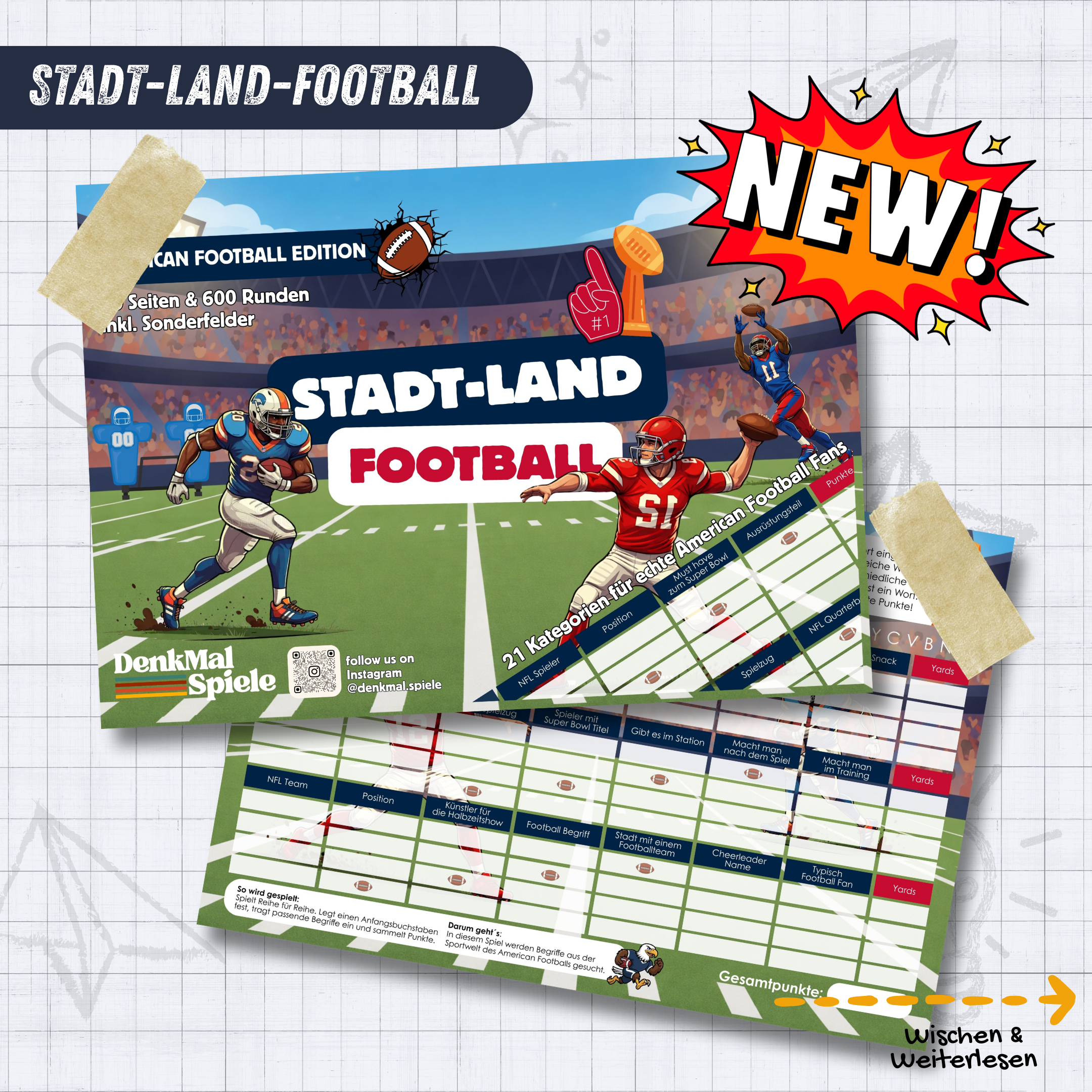 Stadt-Land-Football Spielblock | Stadt-Land-Fluss American Football