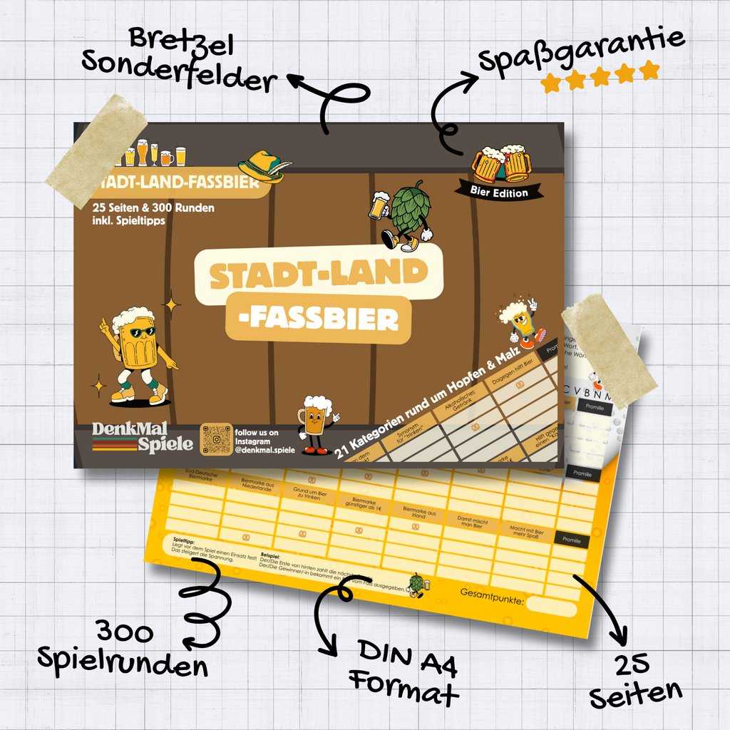 Stadt-Land-Fassbier Spielblock | Stadt-Land-Fluss Bier-Edition