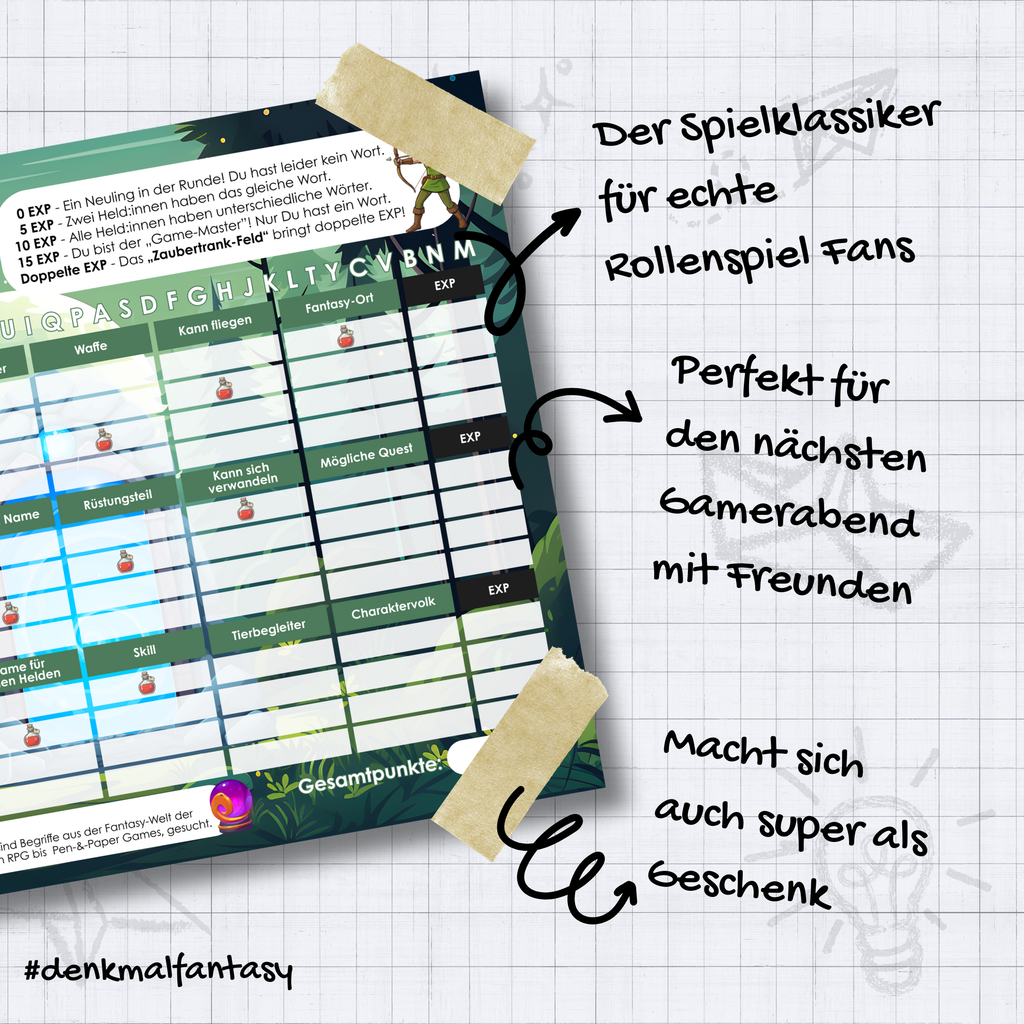 Stadt-Land-Fantasy Spielblock | Stadt-Land-Fluss RPG Edition