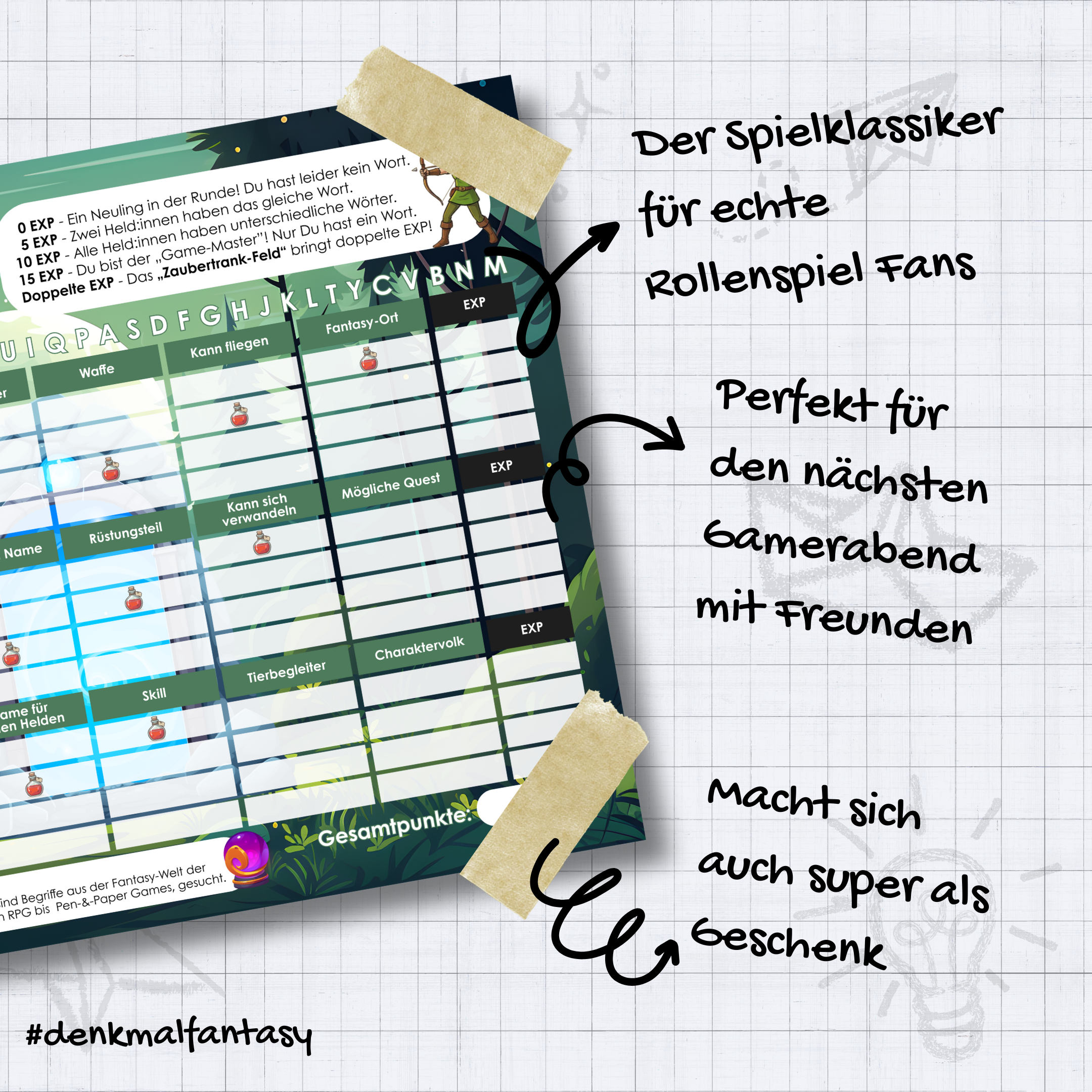 Stadt-Land-Fantasy Spielblock | Stadt-Land-Fluss RPG Edition