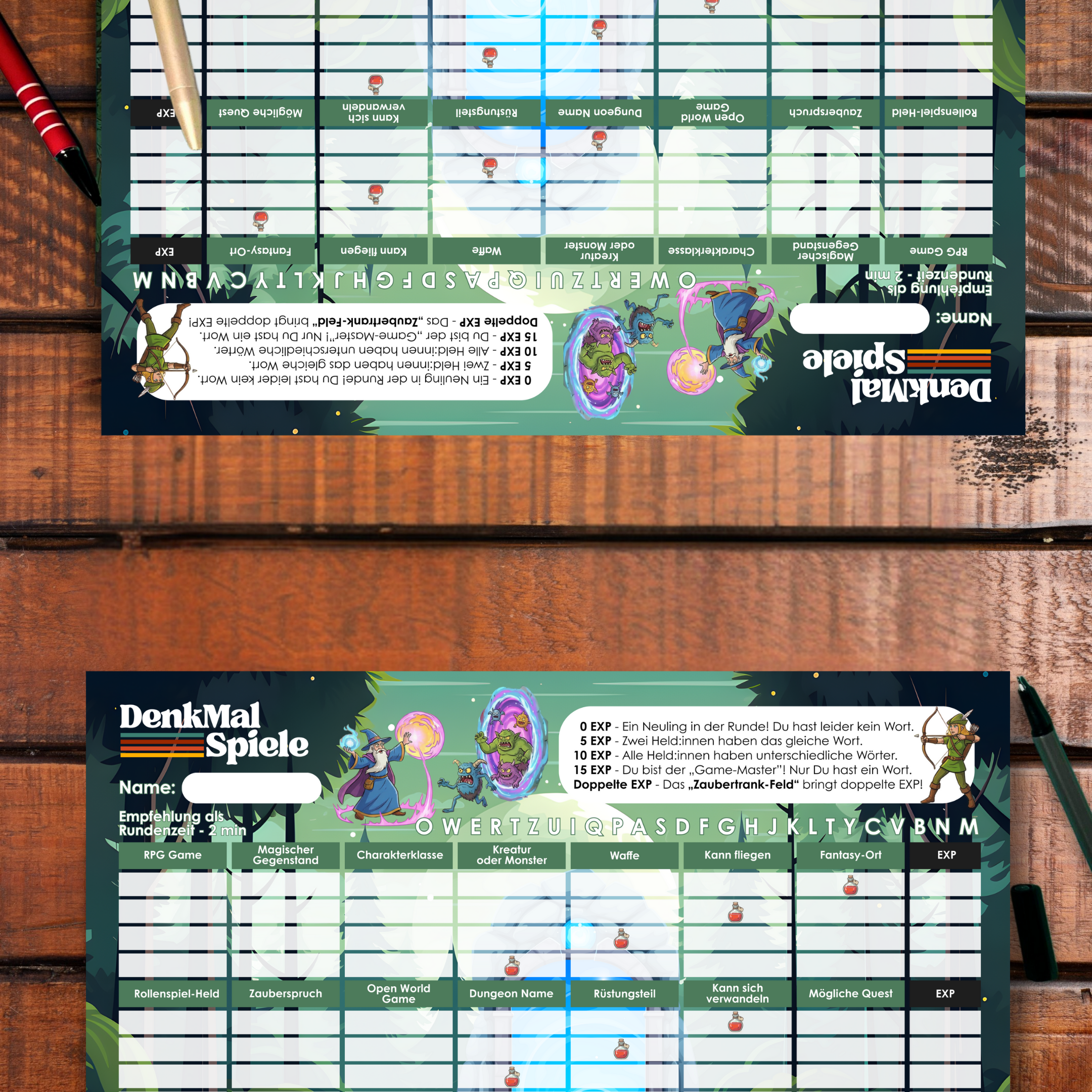 Stadt-Land-Fantasy Spielblock | Stadt-Land-Fluss RPG Edition