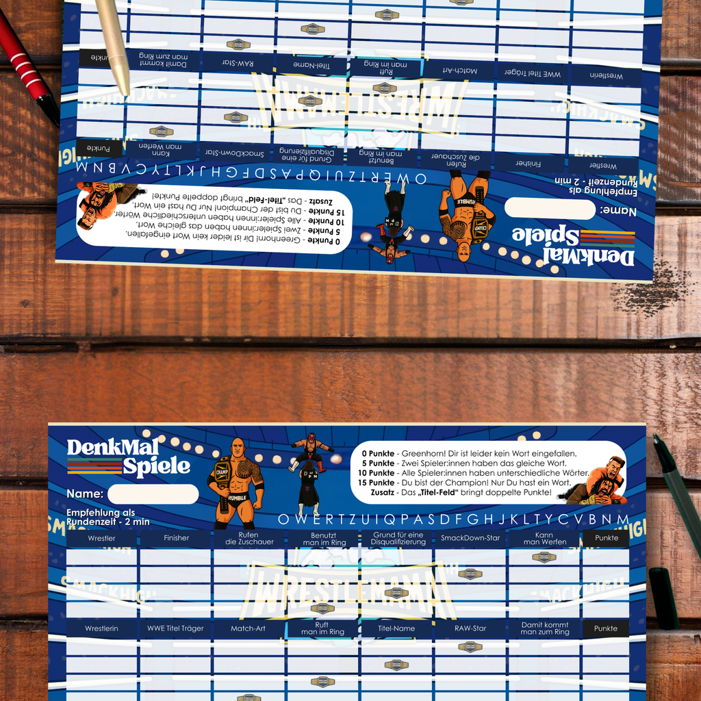 Stadt-Land-Wrestling Spielblock | Stadt-Land-Fluss Partyspiel