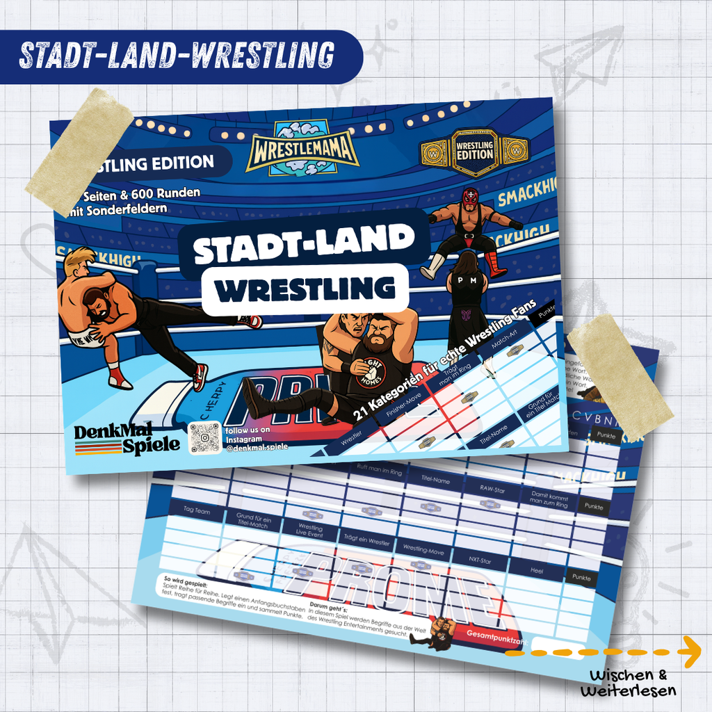 Stadt-Land-Wrestling Spielblock | Stadt-Land-Fluss Partyspiel