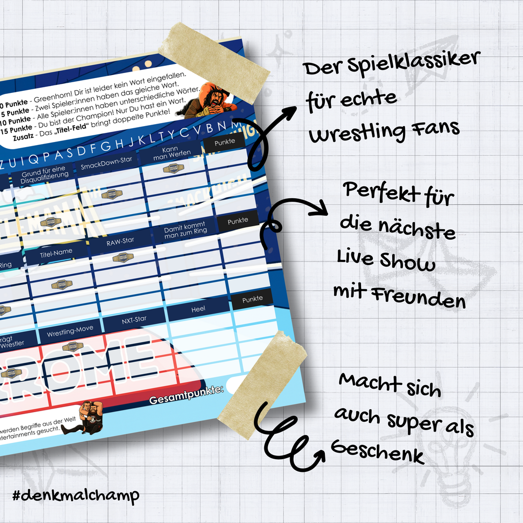 Stadt-Land-Wrestling Spielblock | Stadt-Land-Fluss Partyspiel