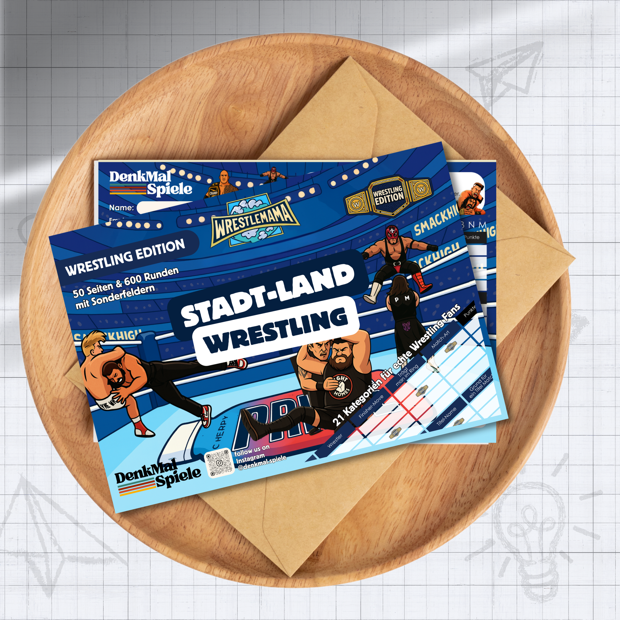 Stadt-Land-Wrestling Spielblock | Stadt-Land-Fluss Partyspiel