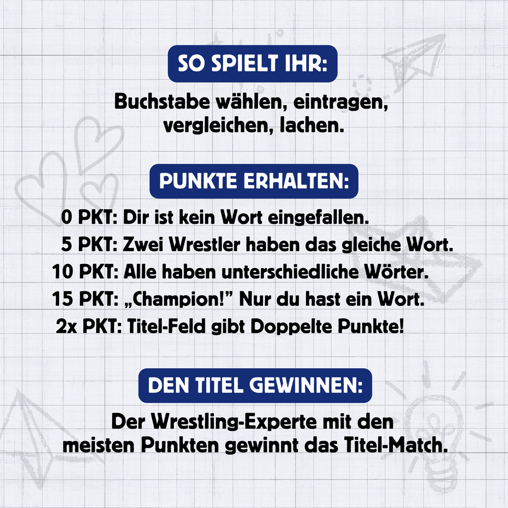Stadt-Land-Wrestling Spielblock | Stadt-Land-Fluss Partyspiel