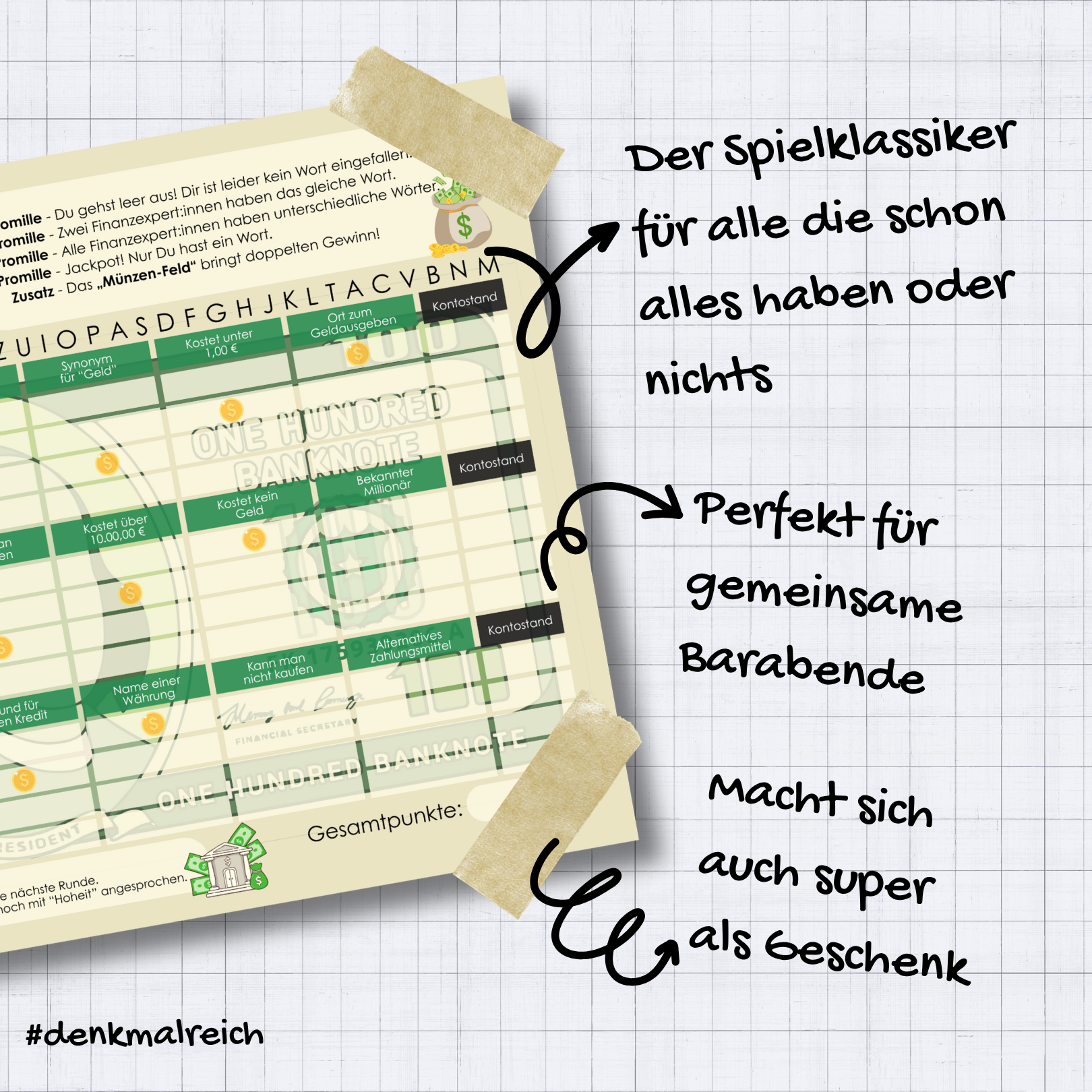 Stadt-Land-Knete Spielblock | Stadt-Land-Fluss Geld-Edition
