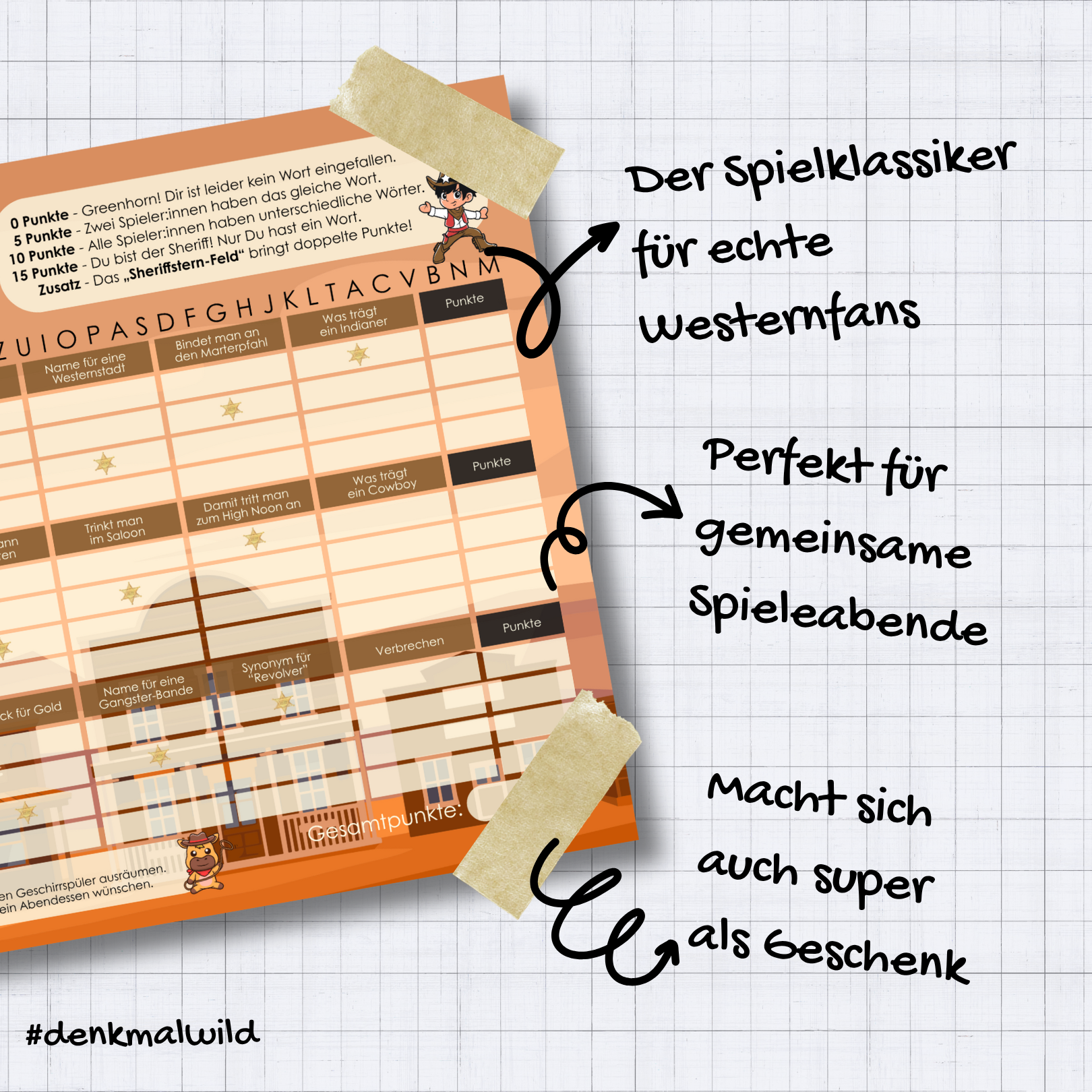 Stadt-Land-Western Spielblock | Stadt-Land-Fluss Wild West