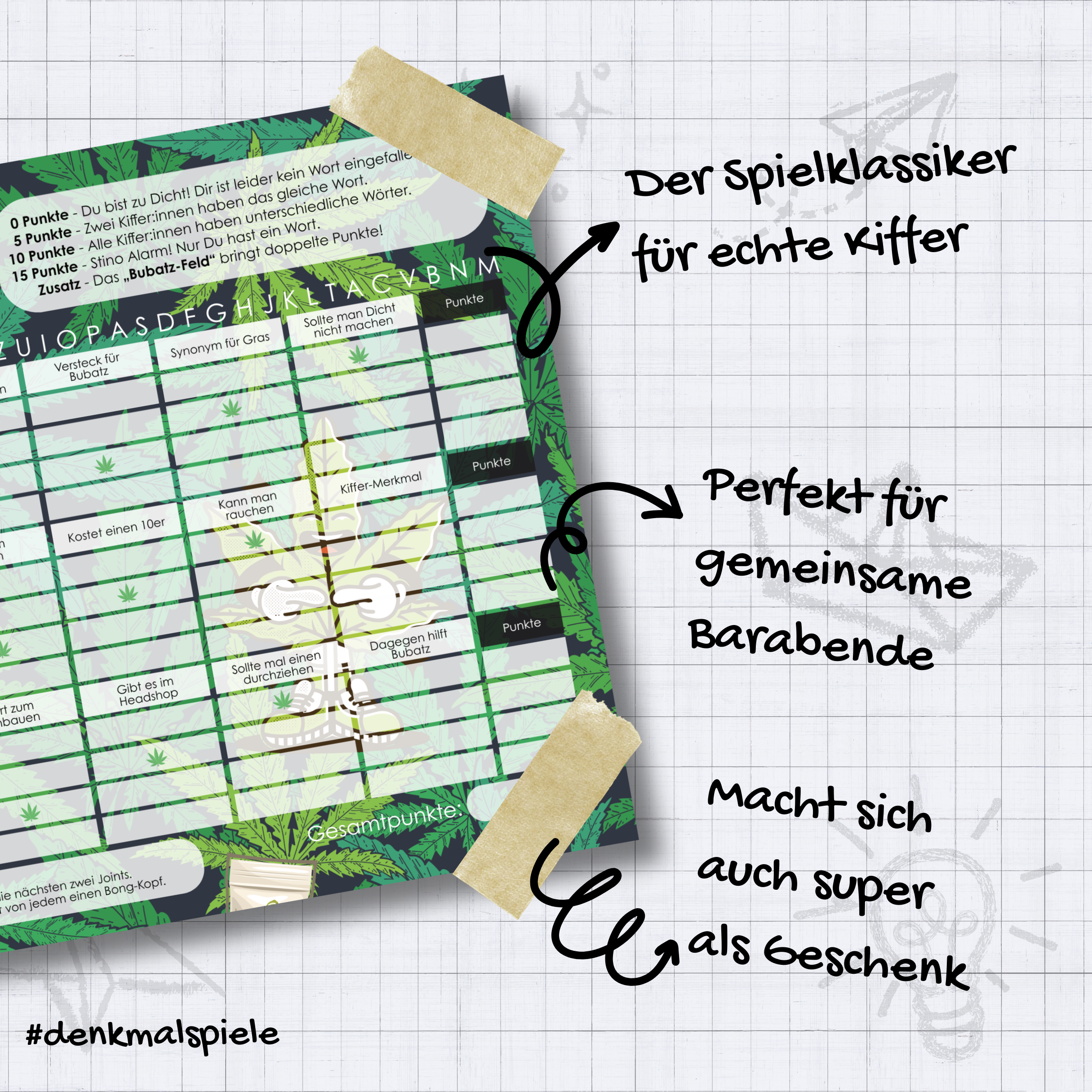 Stadt-Land-Bubatz Spielblock | Cannabis & 420 Partyspiel für Erwachse