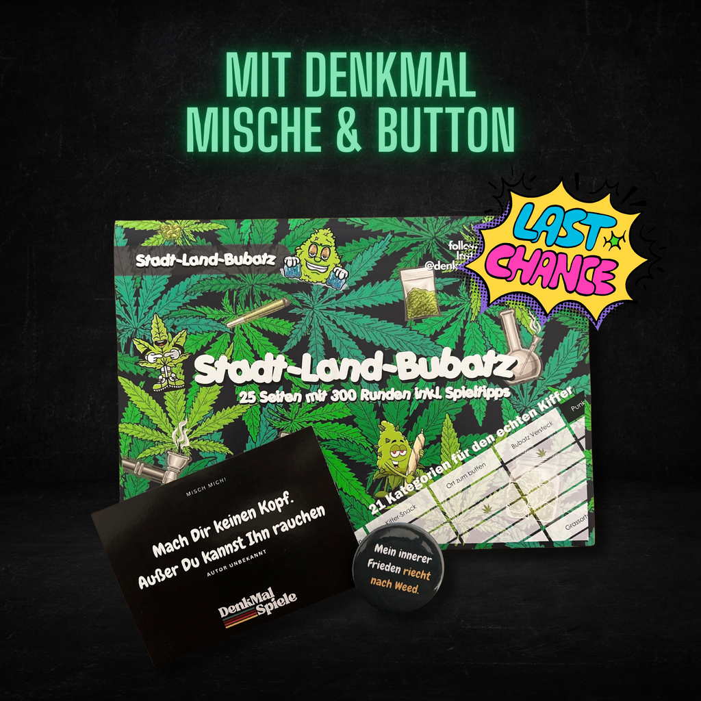 Stadt-Land-Bubatz Spielblock | Cannabis & 420 Partyspiel für Erwachse