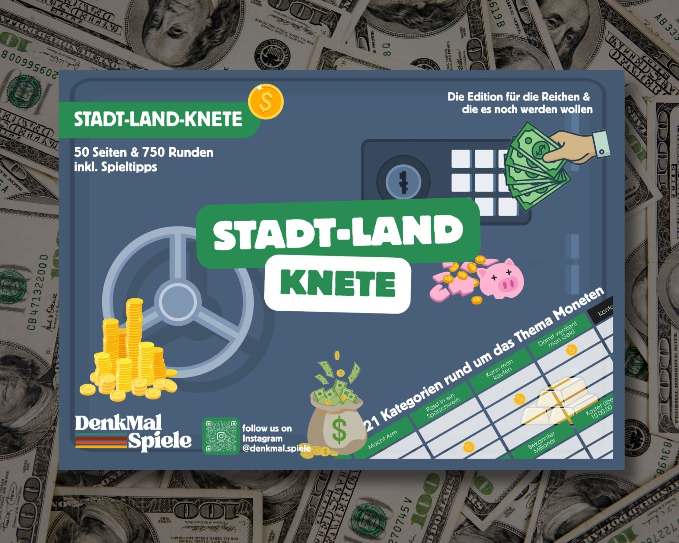 Stadt-Land-Knete Spielblock | Stadt-Land-Fluss Geld-Edition