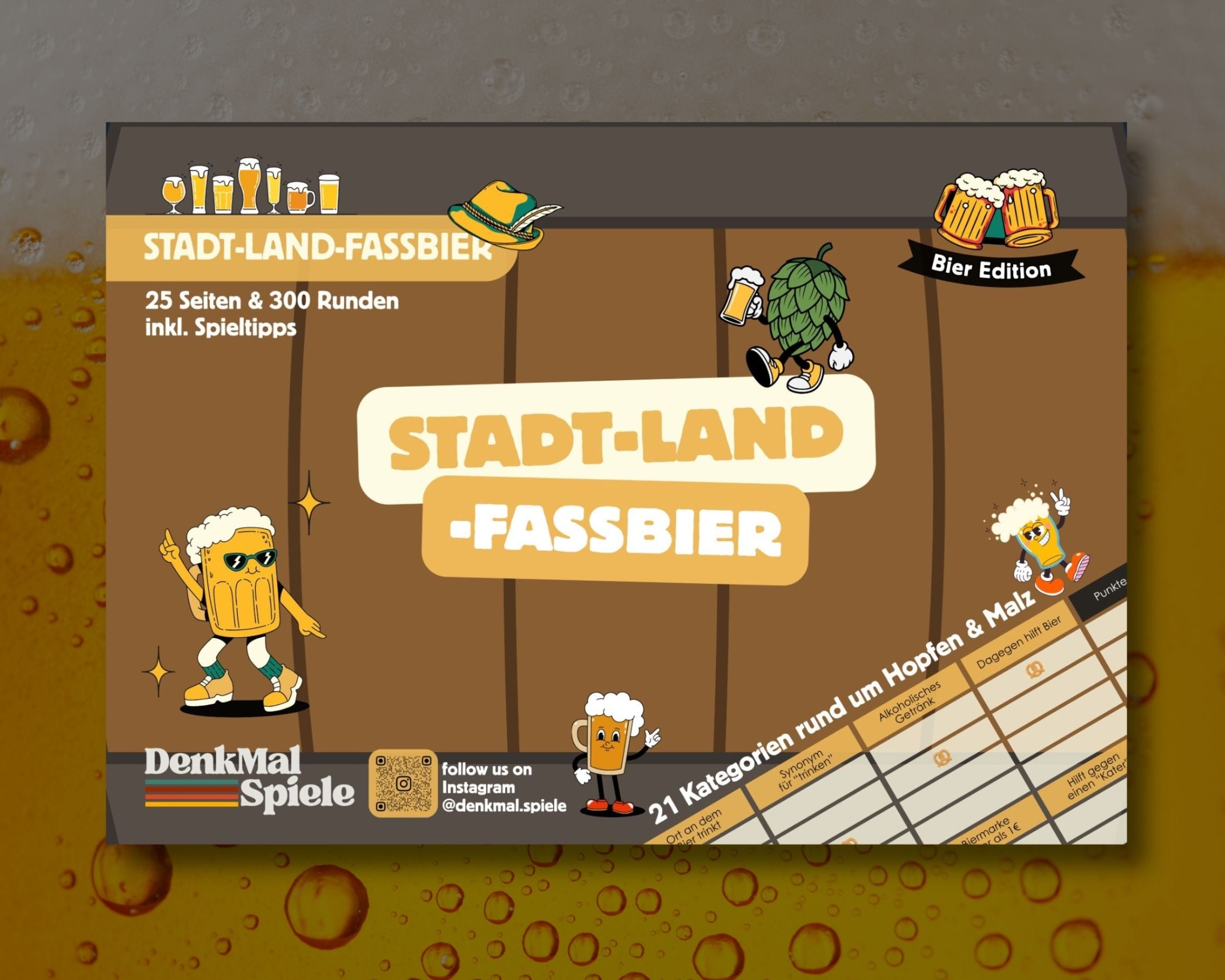Stadt-Land-Fassbier Spielblock | Stadt-Land-Fluss Bier-Edition
