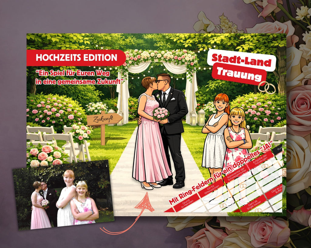 Stadt-Land-Fluss personalisiert – Hochzeits-Spielblock (Wedding Edition)