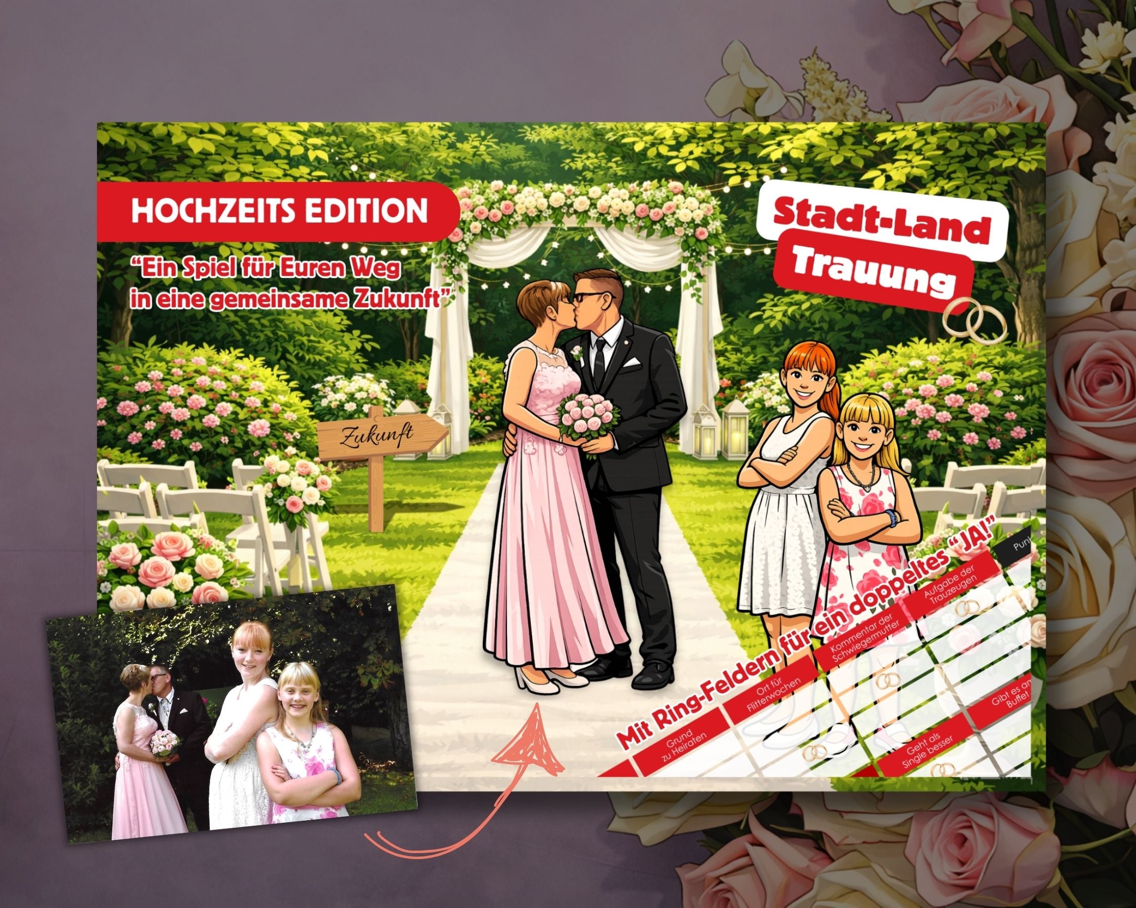 Stadt-Land-Fluss personalisiert – Hochzeits-Spielblock (Wedding Edition)