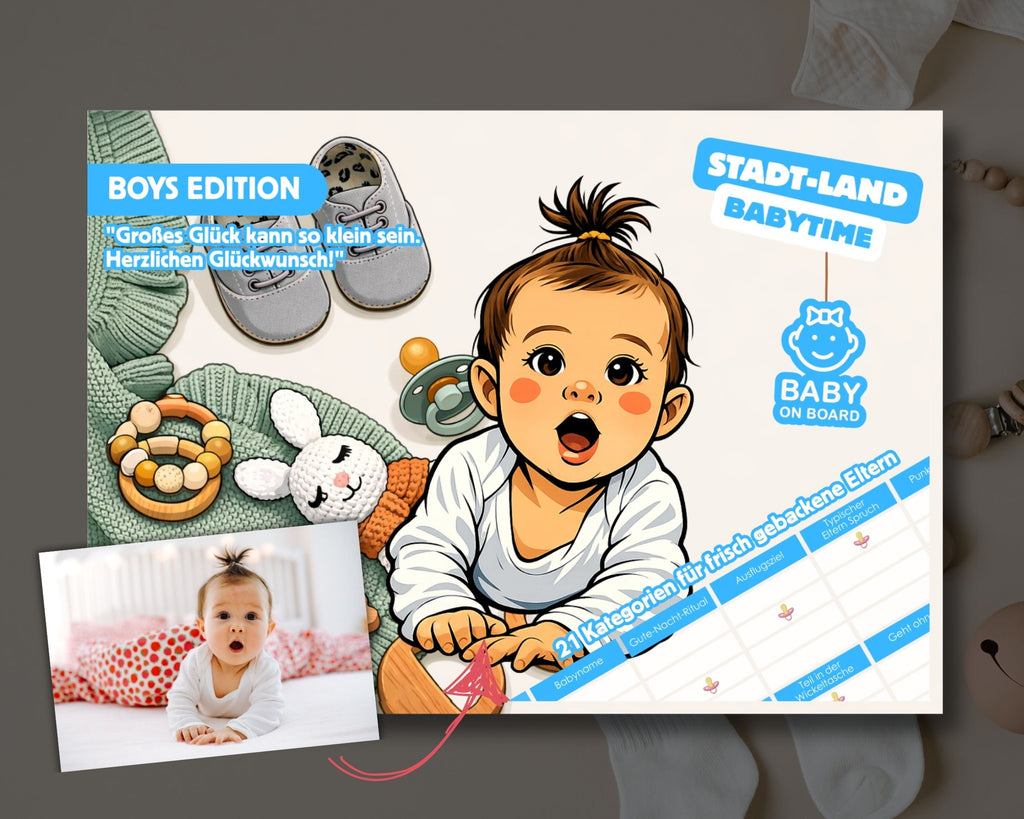 Stadt-Land-Fluss personalisiert – Baby Party & Geburt