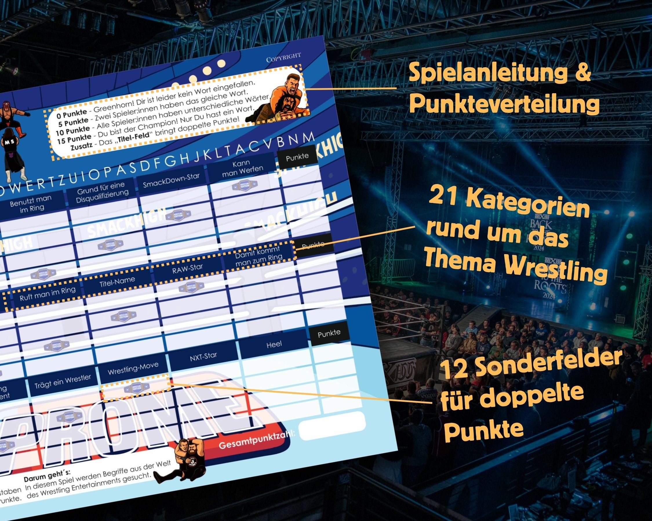 Stadt-Land-Wrestling Spielblock | Stadt-Land-Fluss Partyspiel