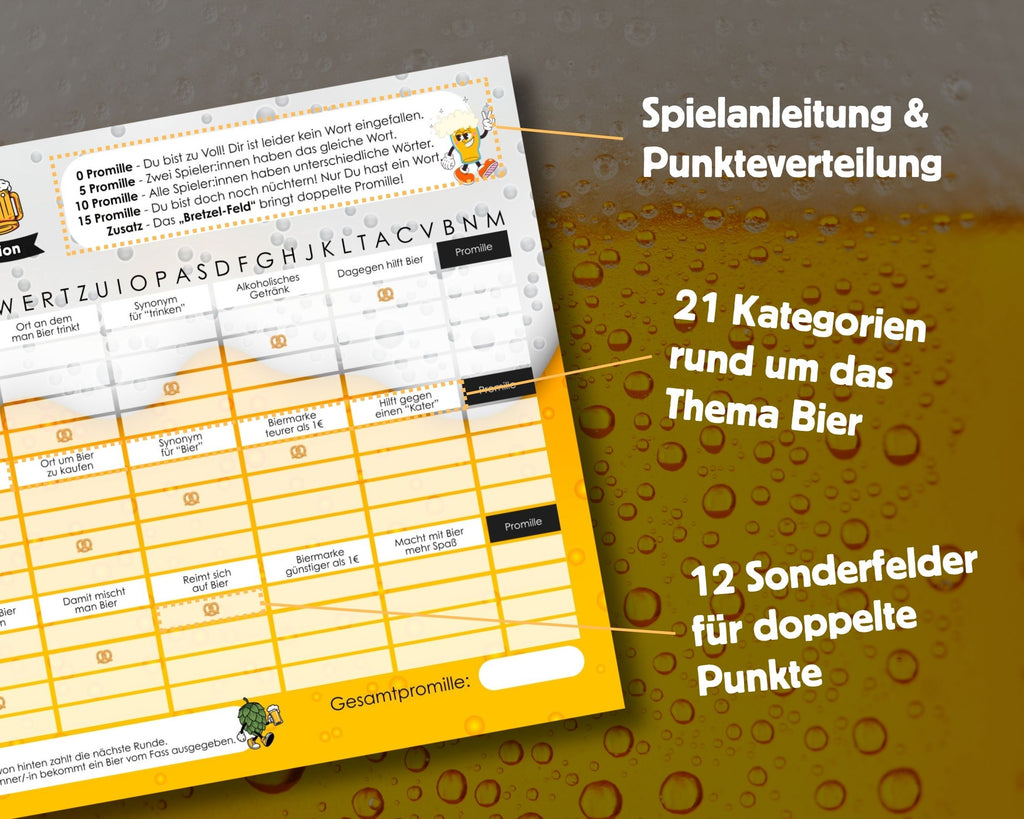 Stadt-Land-Fassbier Spielblock | Stadt-Land-Fluss Bier-Edition