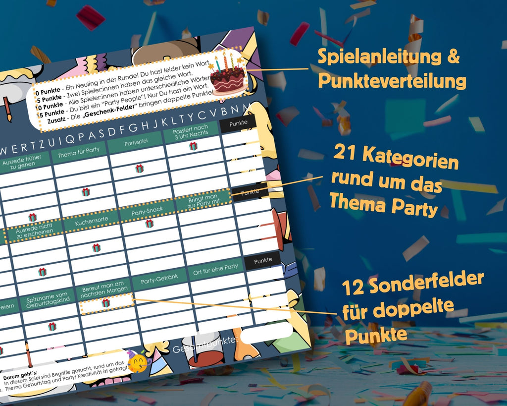 Stadt-Land-Fluss personalisiert – Geburtstags-Spielblock als Geschenk