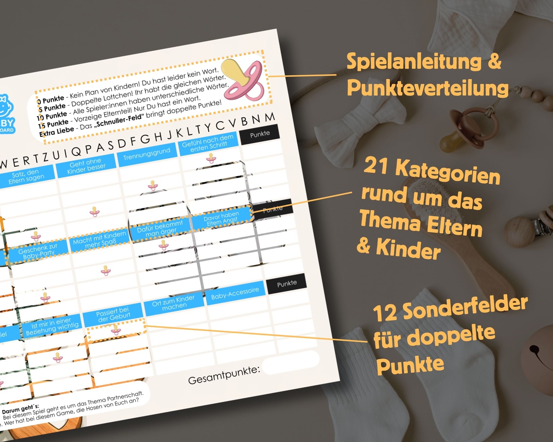 Stadt-Land-Fluss personalisiert – Baby Party & Geburt