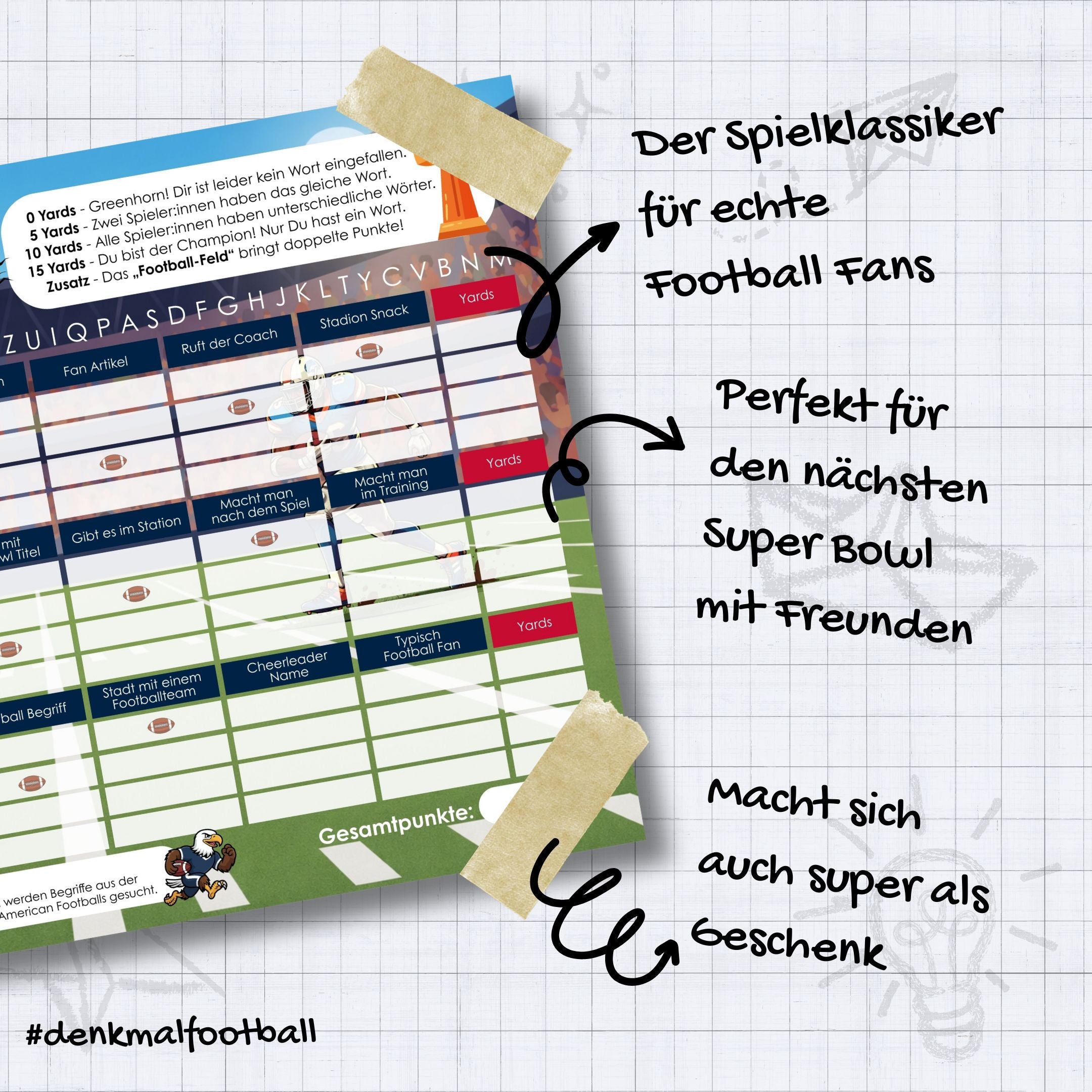 Stadt-Land-Football Spielblock | Stadt-Land-Fluss American Football