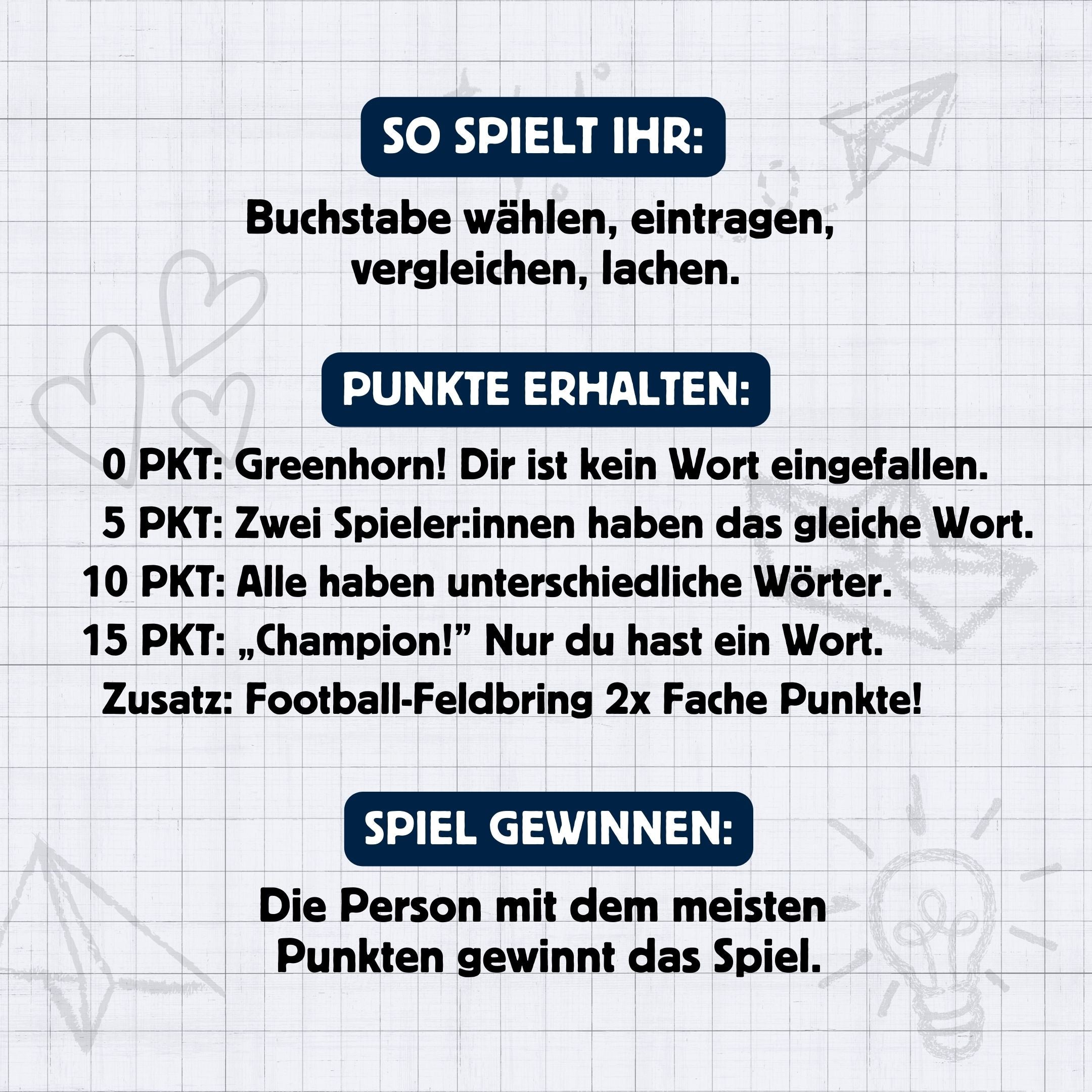 Stadt-Land-Football Spielblock | Stadt-Land-Fluss American Football